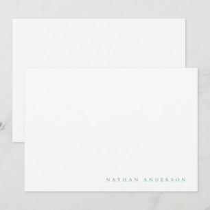 Simple Minimalist Teal Blue Correspondence   Card