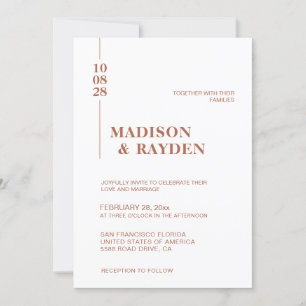 Simple Minimalist Terracotta Bold Script Wedding Invitation
