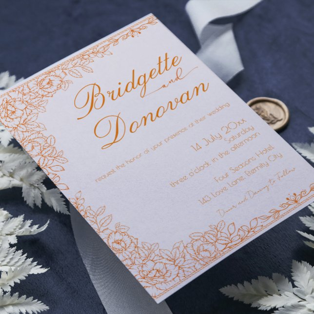 Simple Minimalist Terracotta Wedding Invitation (Creator Uploaded)