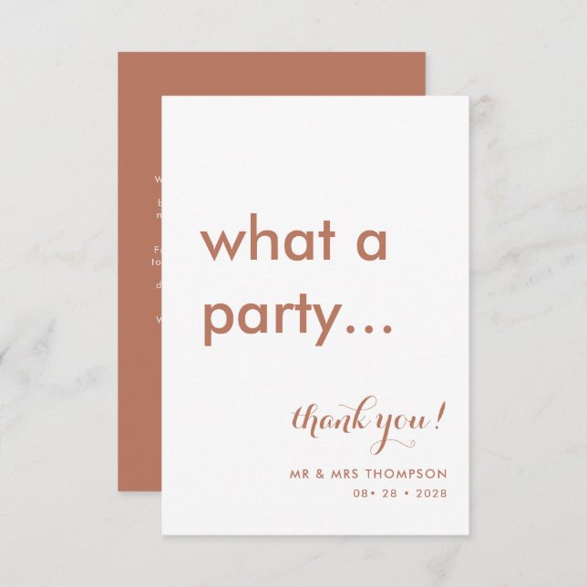 Simple Minimalist Terracotta Wedding Thank You Card (Front/Back)