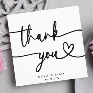 Simple Minimalist Thank You Script Heart Wedding  Card