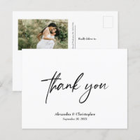 Simple Minimalist Thank You Script Wedding Photo 