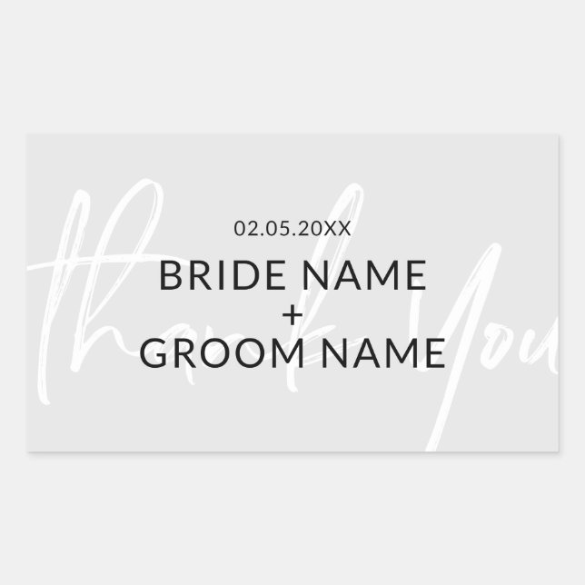Simple Minimalist Thank You Wedding Grey Favours R Sticker (Front)