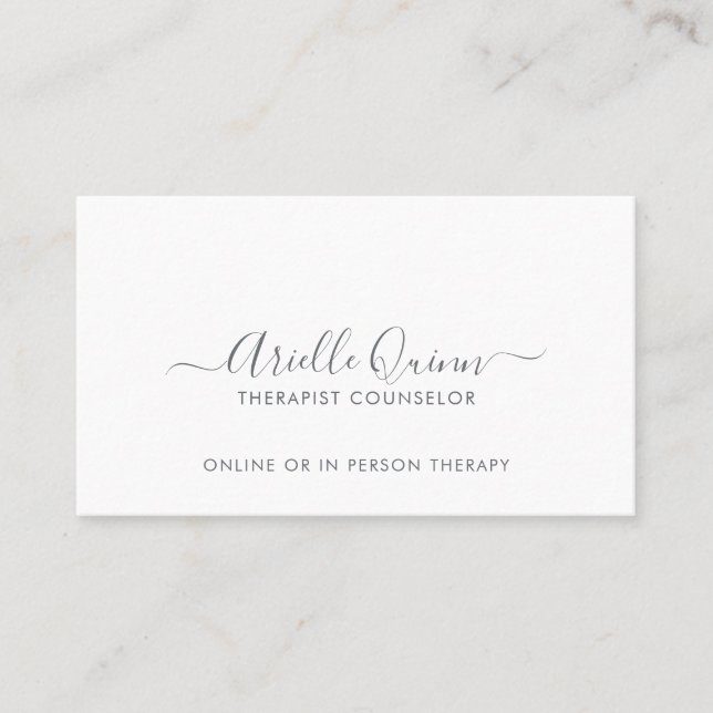 Simple Minimalist Therapist Counsellor  Business Card (Front)