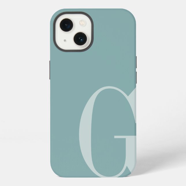 Simple Minimalist Tonal Initial Monogram iPhone Case (Back)