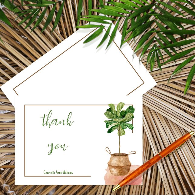 Simple Minimalist Tropical Plant  Thank You Card (Creator Uploaded)