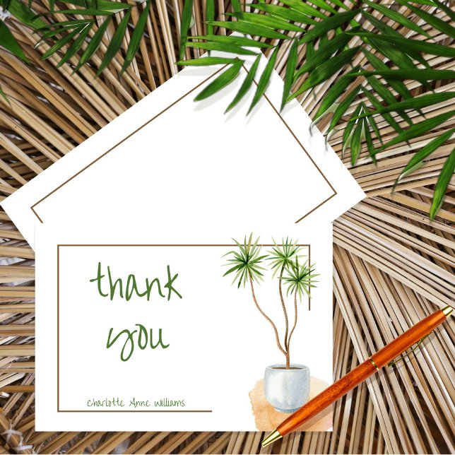 Simple Minimalist Tropical Plant Thank You Card (Creator Uploaded)