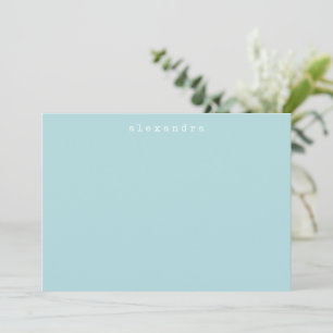 Simple Minimalist Typewriter Name Light Aqua Blue  Card