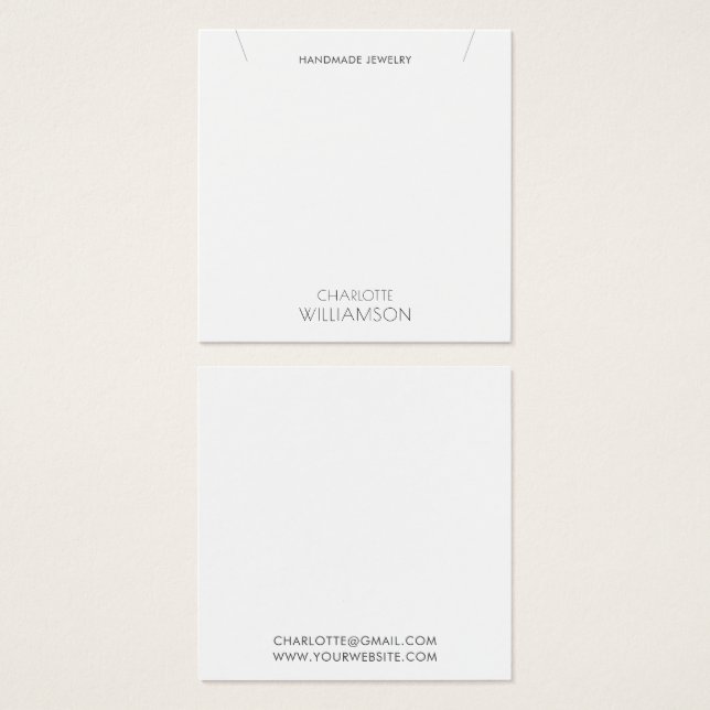 Simple Minimalist Typography Jewelry Display Card (Devant & derrière)