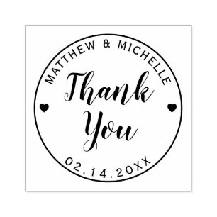 Simple Minimalist Typography Wedding Thank You Rubber Stamp