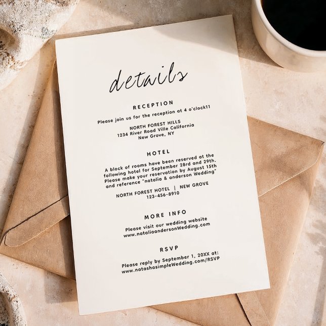 Simple Minimalist Wedding Details Enclosure Card (Creator Uploaded)