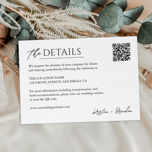 Simple Minimalist Wedding Details QR Code Enclosure Card (Creator Uploaded)
