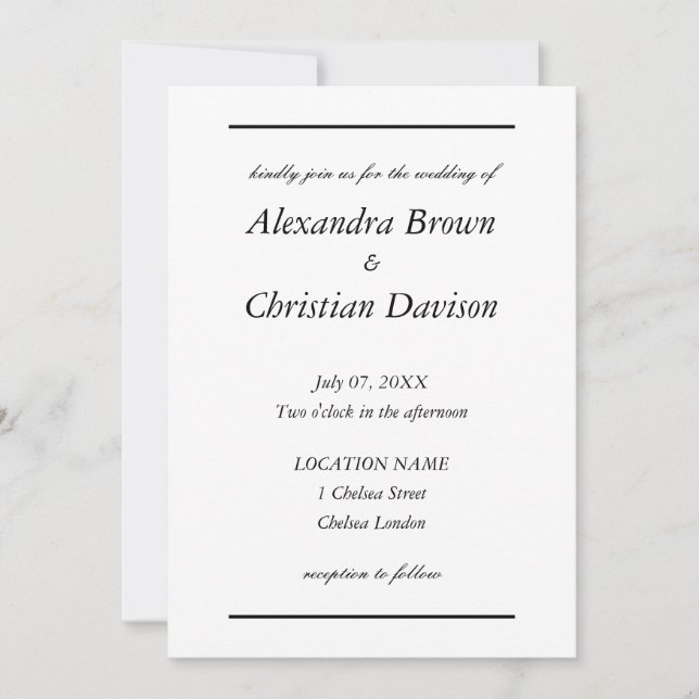 Simple Minimalist Wedding Invitation (Front)