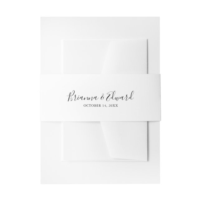 Simple minimalist Wedding Invitation Belly Band (Front Example)