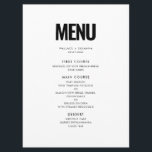 Simple minimalist wedding menu<br><div class="desc">Go for a simple yet striking black and white design for your wedding stationery. This modern and elegant style can suit any couple. Fully customizable, you can easily change the colours of the text or background to your liking.</div>
