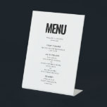 Simple minimalist wedding menu pedestal sign<br><div class="desc">Go for a simple yet striking black and white design for your wedding stationery. This modern and elegant style can suit any couple. Fully customizable,  you can easily change the colours of the text or background to your liking.</div>