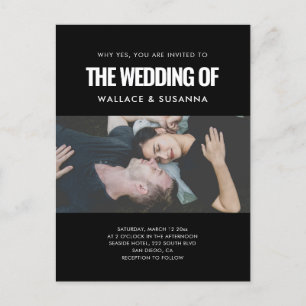 Simple minimalist wedding photo invitation postcard