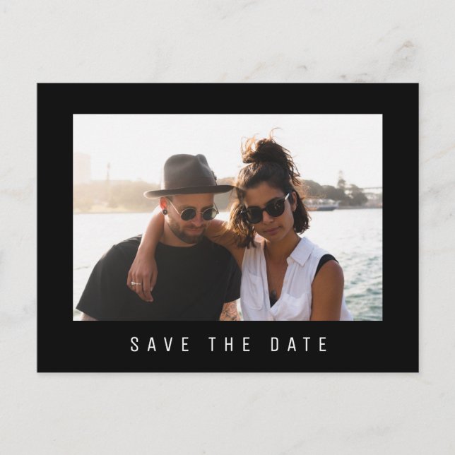 Simple minimalist wedding photo save date announcement postcard (Front)
