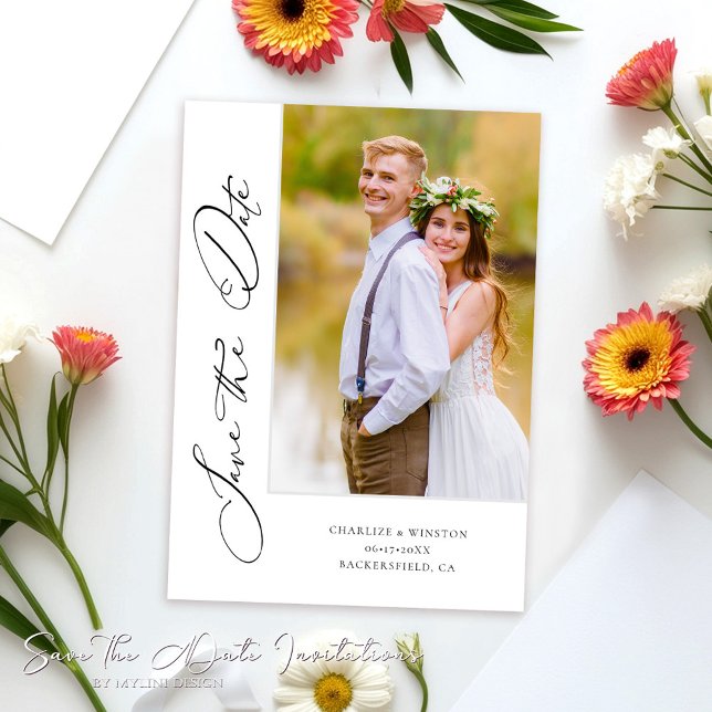 Simple Minimalist Wedding Photo Save the Date (Créateur téléchargé)