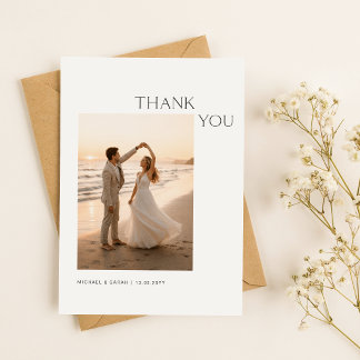 Simple Minimalist Wedding Photo Thank You Card