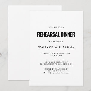 Simple minimalist wedding rehearsal dinner invitation