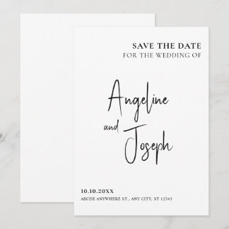 Simple minimalist wedding save the date