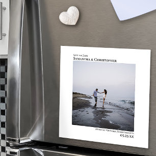 Simple Minimalist Wedding Save the Date Photo Magnetic Invitation
