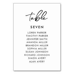 Simple Minimalist Wedding Seating Chart Table Number