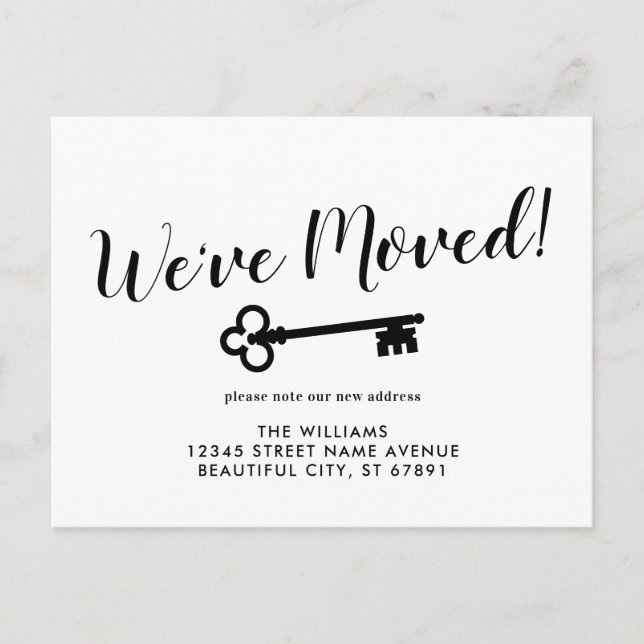 Simple Minimalist We've Moved New Home Key Moving Announcement Postcard (Front)