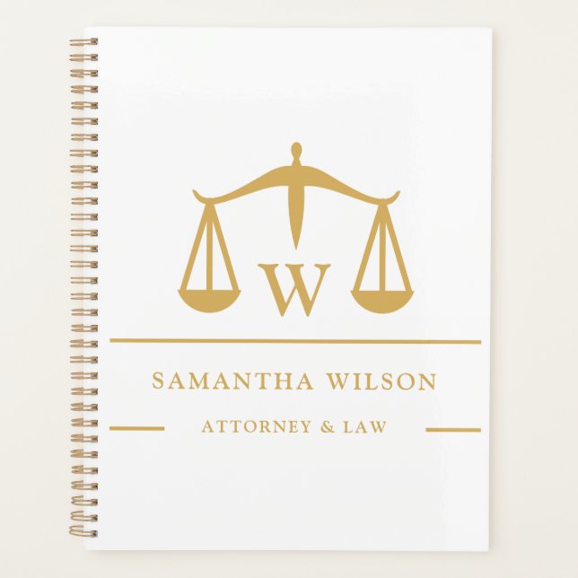 Simple Minimalist White and Bold Attorney Planner (Front)