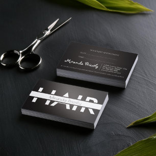 Simple Minimalist White Black Hair Makeup Stylist Appointment Card