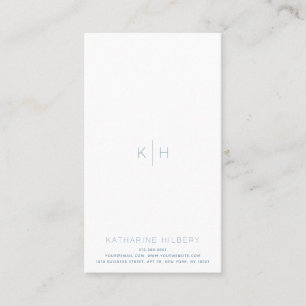Simple Minimalist White Blue Grey Business Card