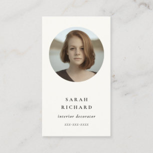 Simple Minimalist White Professional Custom Photo Business Card