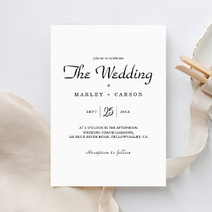 Simple Minimalist White Wedding Invitation