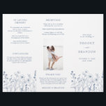 Simple Minimalist Wildflower boho Wedding Program<br><div class="desc">Simple Minimalist Elegant Dusty Blue Periwinkle Modern Wedding program card with wildflowers. Please find more matching designs and variations from my store. And feel free to contact me for further customization or matching items.</div>