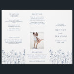 Simple Minimalist Wildflower boho Wedding Program<br><div class="desc">Simple Minimalist Elegant Dusty Blue Periwinkle Modern Wedding program card with wildflowers. Please find more matching designs and variations from my store. And feel free to contact me for further customization or matching items.</div>