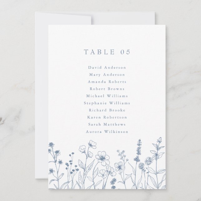 Simple Minimalist Wildflower Seating Chart card (Front)