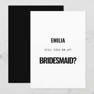 Simple minimalist Will you be my bridesmaid card