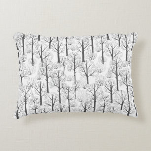 Simple Minimalist Winter Trees Pattern Accent Pillow