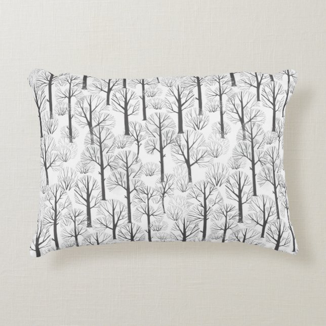 Simple Minimalist Winter Trees Pattern Accent Pillow (Front)