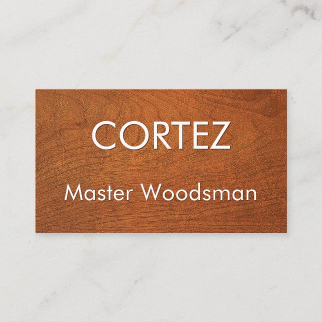 Simple Minimalist Wood Timber Carpentry Business Card (Front)