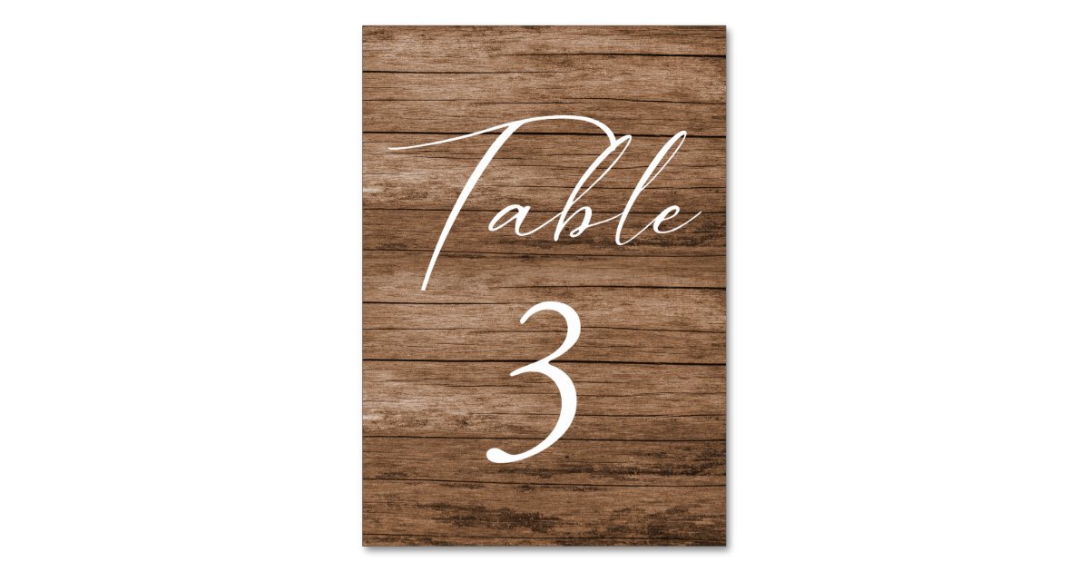Simple Minimalist Wooden Table Number Card Zazzle