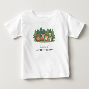 simple minimalist woodland animals birthday baby T-Shirt