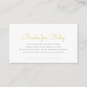 Simple Minimalist Yellow Baby Shower Book Request Enclosure Card