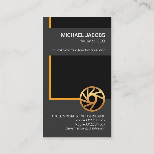 Simple Minimalist Yellow Border Frame CEO Founder Business Card (Front)