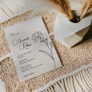 Simple minimaliste Faire-part de mariage florale