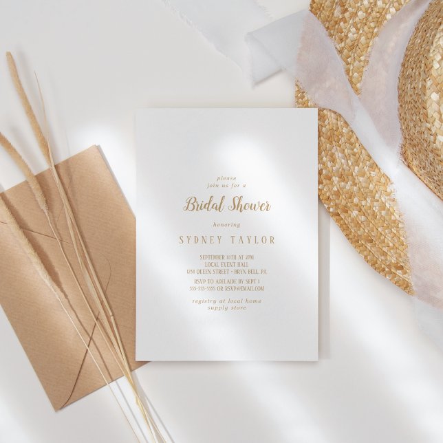 Simple Minimaliste|Gold Bridal Shower Invitation (Créateur téléchargé)