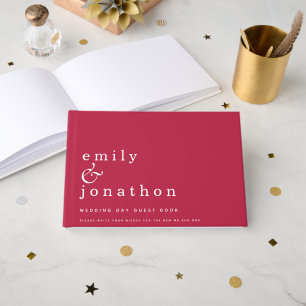 Simple minimaliste Magenta Mariage livre d'hôtes