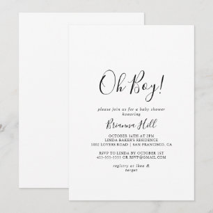Simple minimaliste Oh Boy Baby shower Invitation