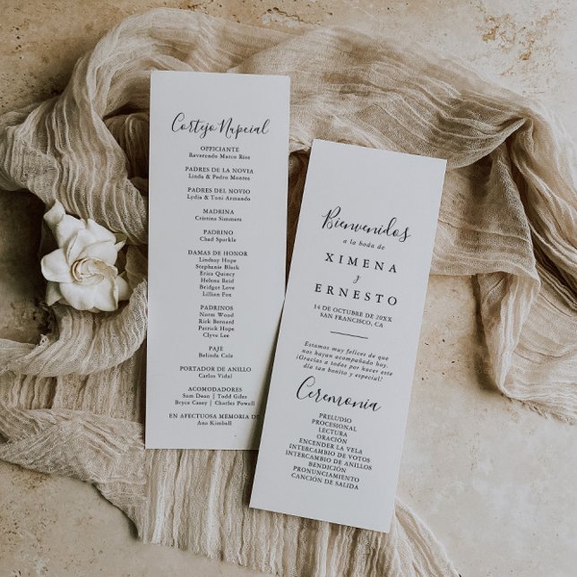 Simple minimaliste programme de mariage espagnol (Créateur téléchargé)